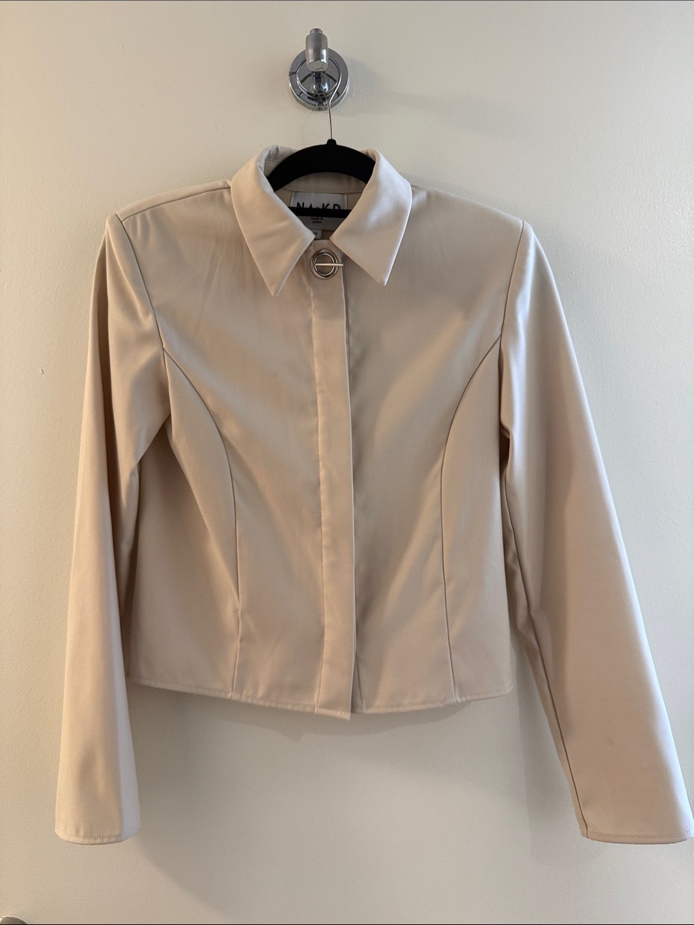 Na-kd beige Collared Cropped Jacket Size EU 32